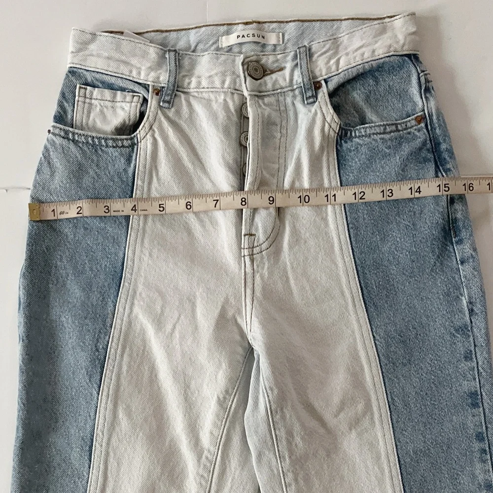 PACSUN Jeans Pants Women’s Size 24 Blue High Rise Straight Leg Button Closure - Picture 9 of 14
